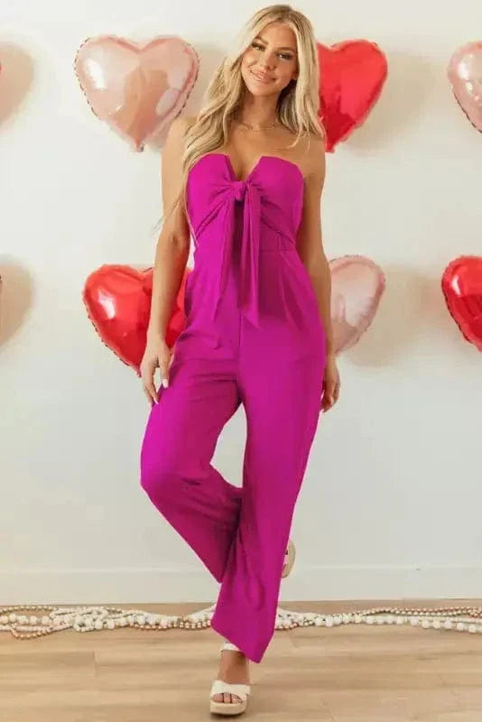 Fuchsia Flair Strapless Jumpsuit