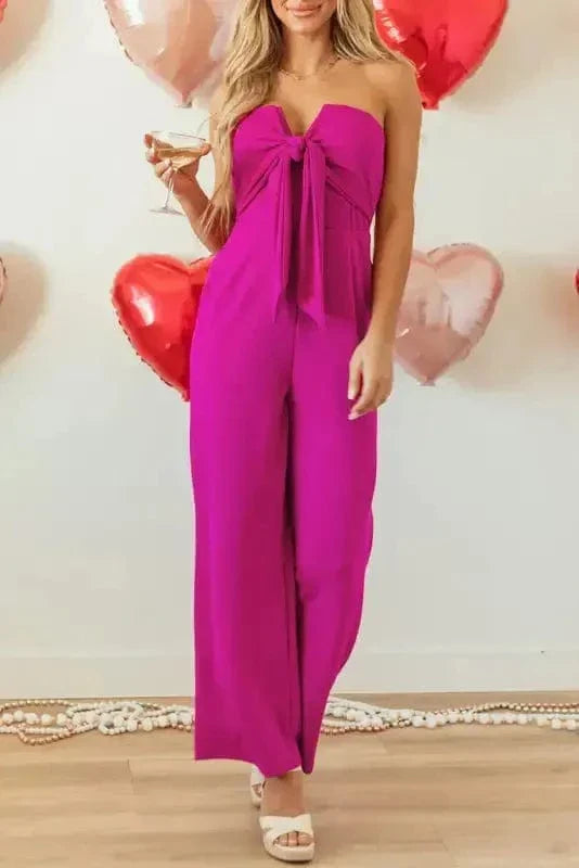 Fuchsia Flair Strapless Jumpsuit