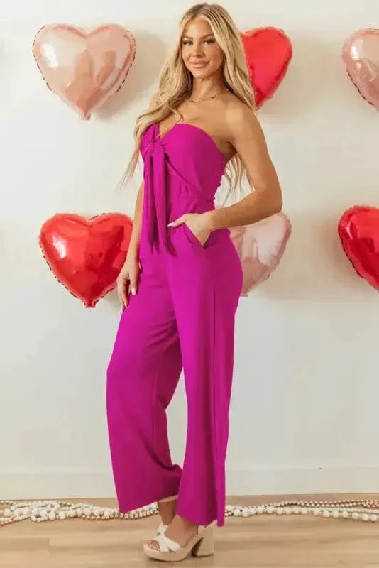 Fuchsia Flair Strapless Jumpsuit