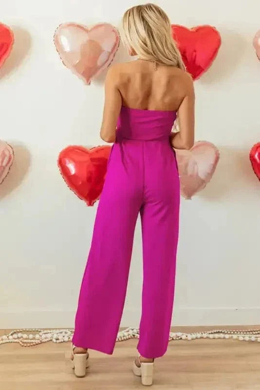 Fuchsia Flair Strapless Jumpsuit