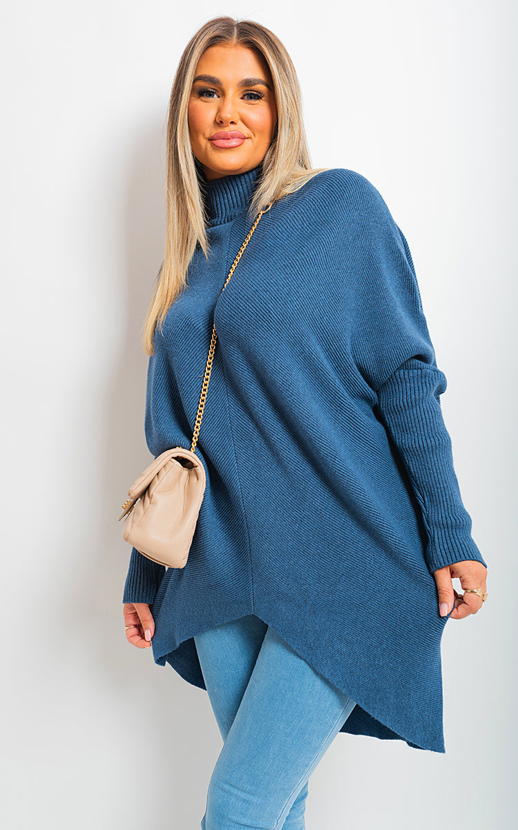 Turtle Neck Longline Knitted Jumper-10