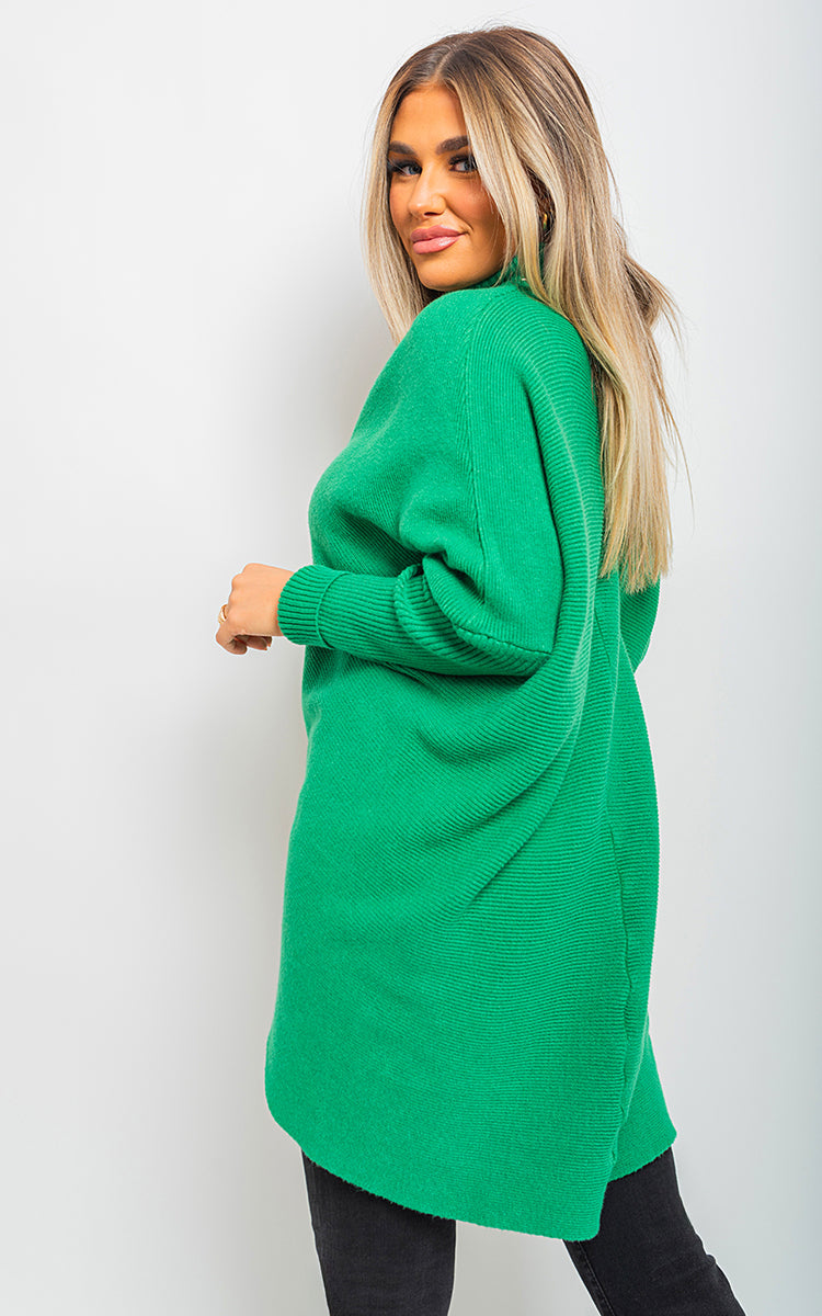 Turtle Neck Longline Knitted Jumper-6