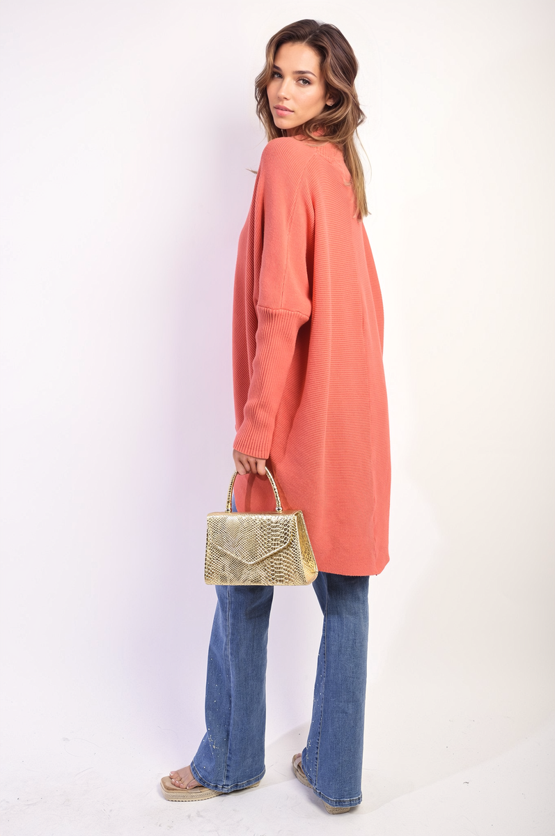 Turtle Neck Longline Knitted Jumper-16