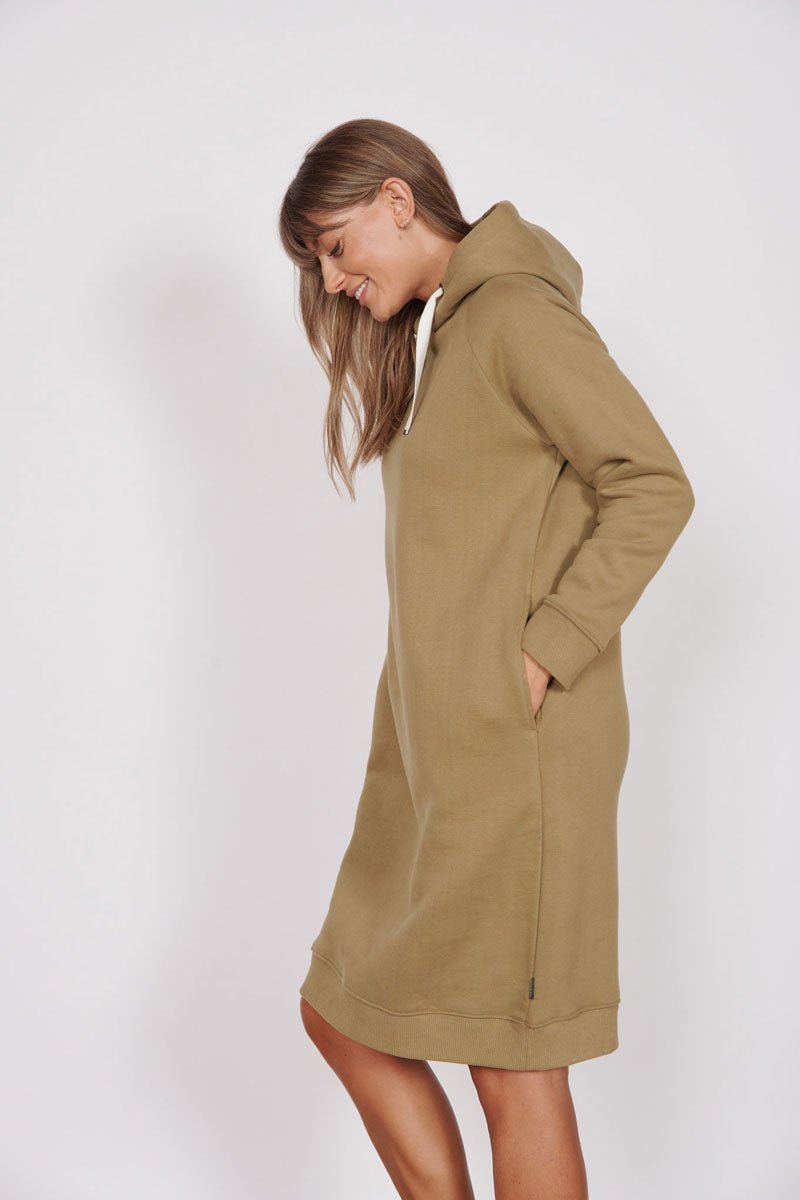 Petite Adrienne Khaki Longline Sweater Dress