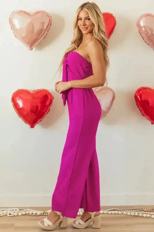 Fuchsia Flair Strapless Jumpsuit