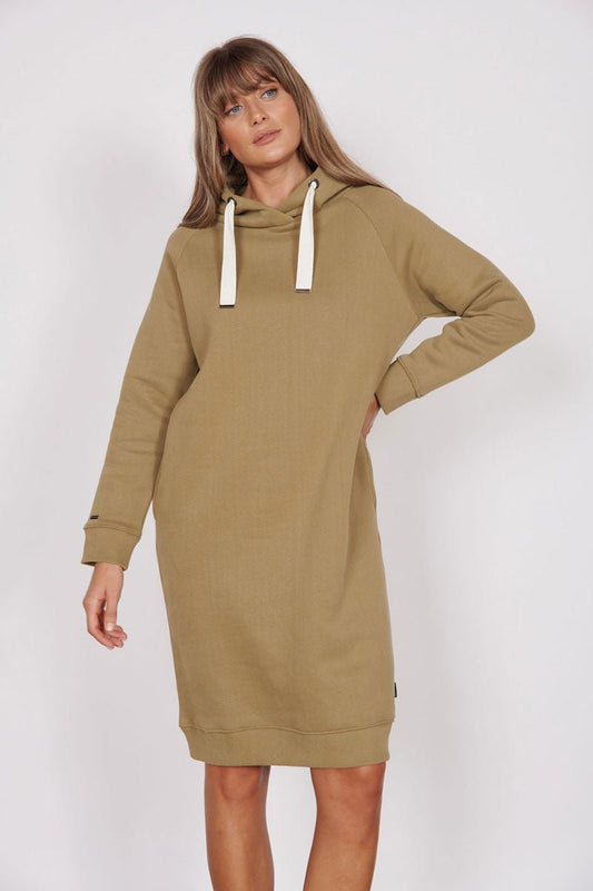 Petite Adrienne Khaki Longline Sweater Dress