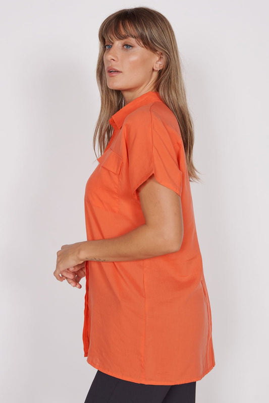 Thalia Red Short Sleeve Utility Shirt
